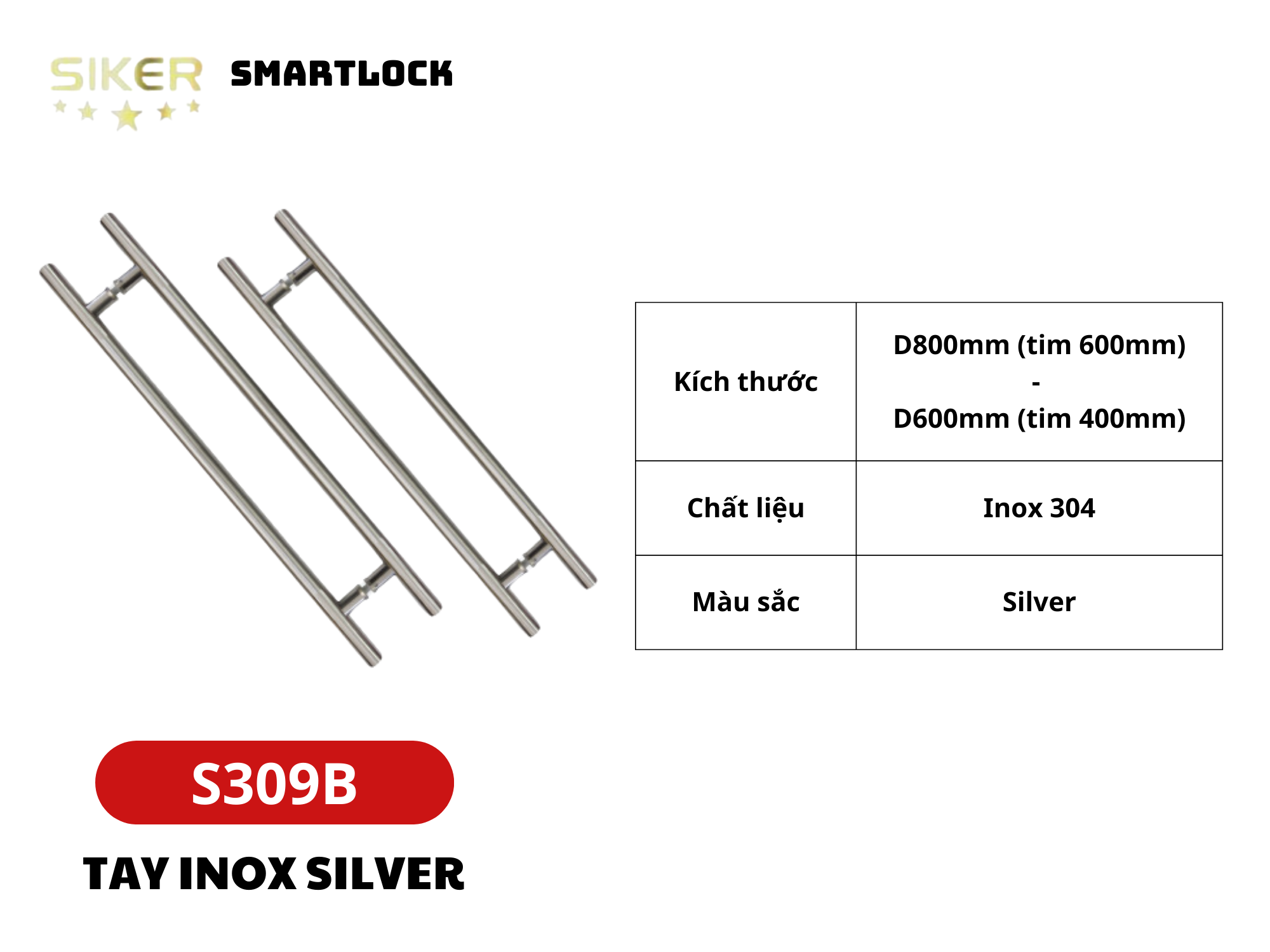 TAY CẦM _ S309B _ TAY INOX SILVER