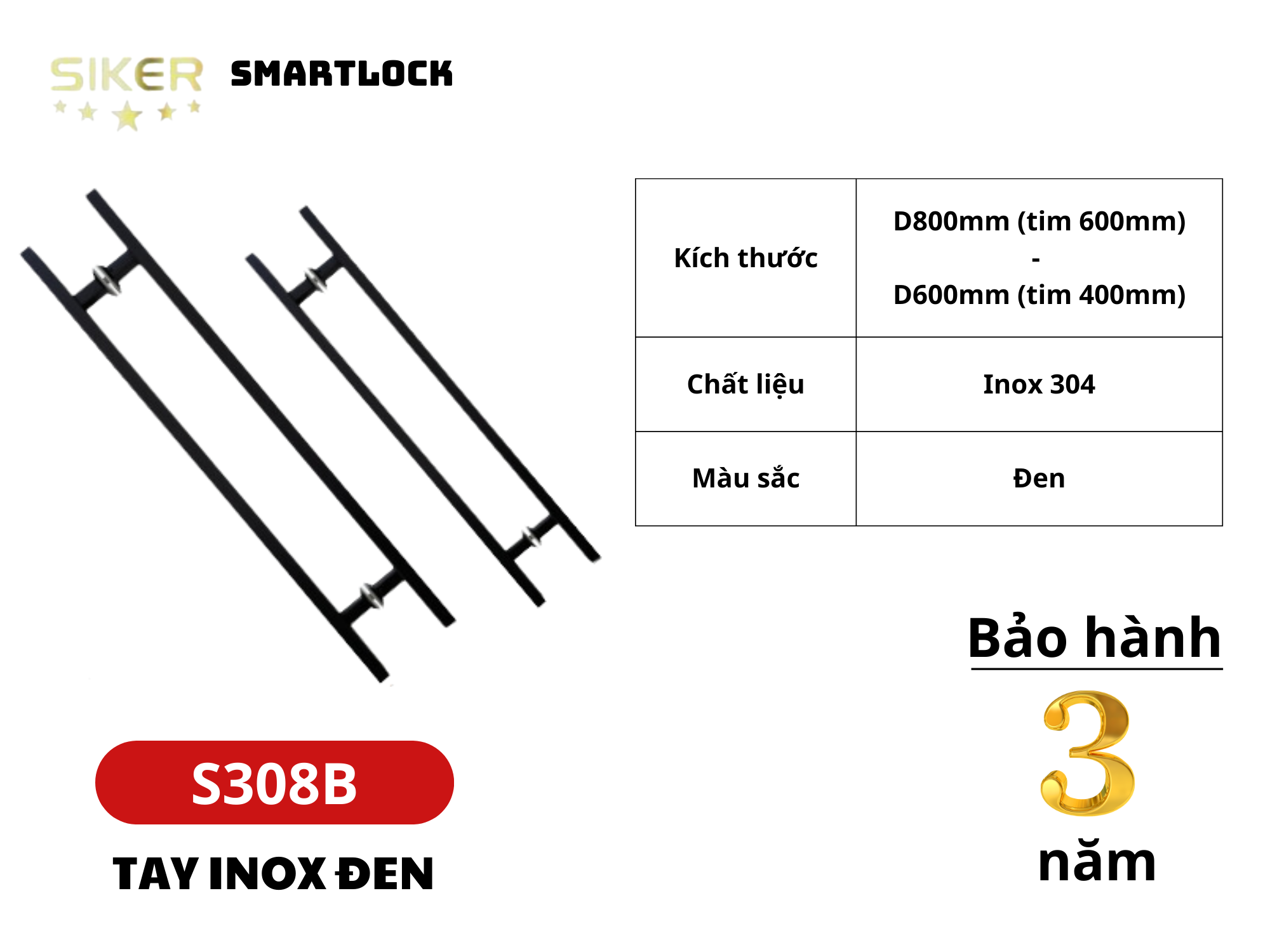 TAY CẦM _ S308B _ TAY INOX ĐEN